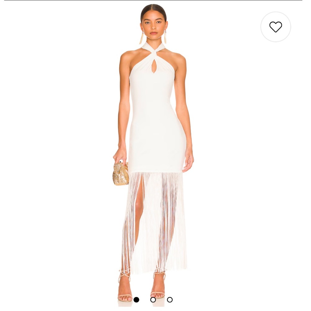 Alice + Olivia Steph Twist Neck Fringe Dress